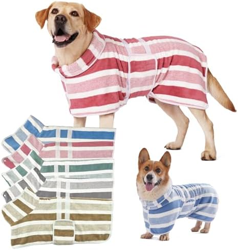 Dog Bathrobe, Quick-Dry Striped Drying Robe by DACIOMH