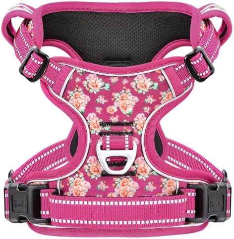 HEELE Dog Harness, Reflective, No Pull No Choke, Flower Rose by HEELE