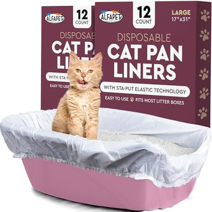 Alfapet Cat Litter box liner Disposable, Elastic Liners- 24-count-For Medium by Alfapet