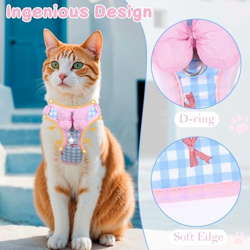 Cat Harness and Leash Set, Escape Proof Soft Vest Walk Pink Medium - Image 3