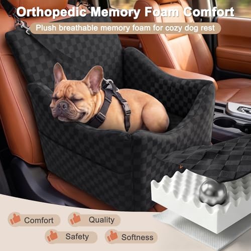 JOEJOY Elevated Dog Car Seat for Small/Medium Dogs up to 35 lbs, Memory Foam - Image 3