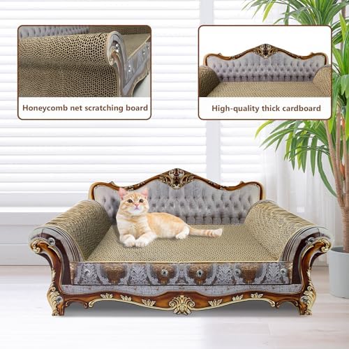 Luxury Couch Shaped Cardboard Cat Scratcher Sofa Bed, Cat Scratching Board - Image 4