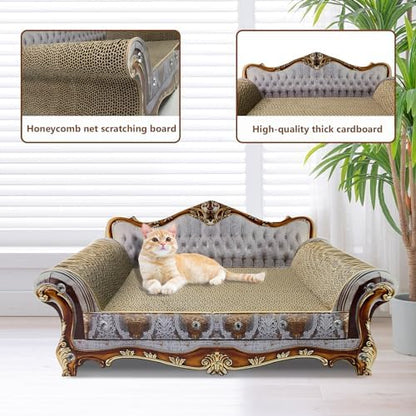 Luxury Couch Shaped Cardboard Cat Scratcher Sofa Bed, Cat Scratching Board - Image 4