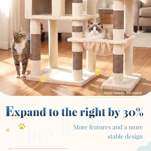 Hey-brother Cat Tree Tower, Wide Base, 5 Platforms - Image 3
