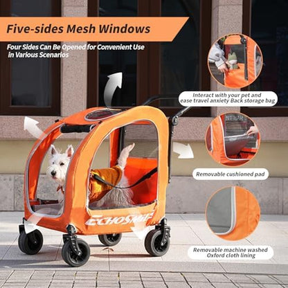EchoSmile 4-Wheel Pet Stroller for Dogs & Cats - Image 3
