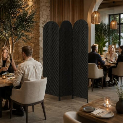3 Panel PE Rattan Room Divider, Privacy Screen - Image 3