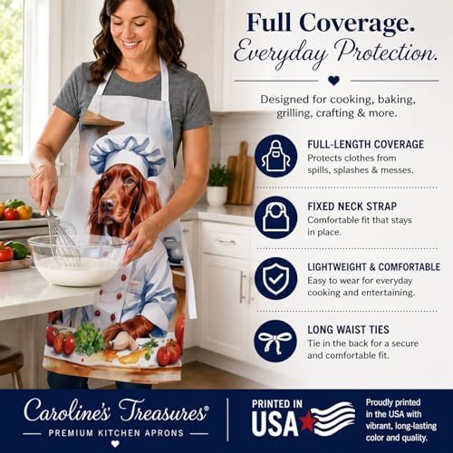 Caroline's Treasures Irish Setter The Chef Apron Cooking Kitchen Server Baking - Image 4