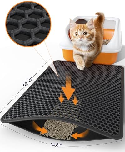 Powools Cat Litter Mat, Double-Layer, 23.2 x 14.6 in, Urine-Proof - Image 2