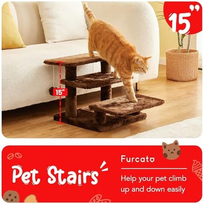 15''H Multi-Step Pet Stairs for High Beds & Sofas, 3-Step Cat Stairs - Image 2
