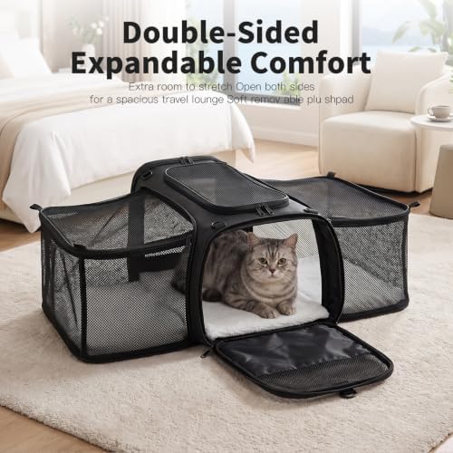 Rolling Pet Carrier with Wheels & Pull Bar, Foldable Cat Carrier - Image 5
