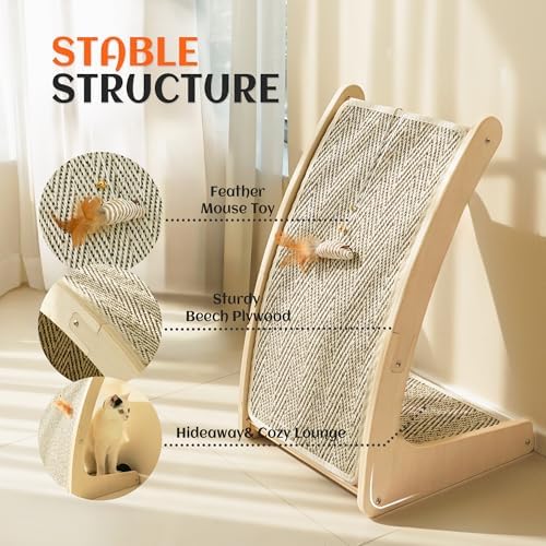PETKARAY Cat Scratcher, Sisal Cat Scratch Pad, Curved Scratching Board - Image 4
