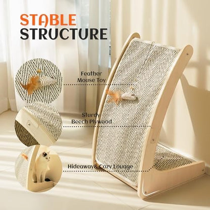PETKARAY Cat Scratcher, Sisal Cat Scratch Pad, Curved Scratching Board - Image 4