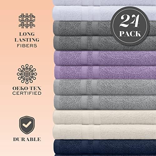White Classic Wealuxe Multi Washcloths 24 Pack - Image 2