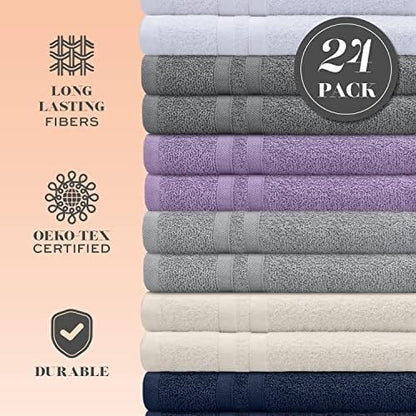 White Classic Wealuxe Multi Washcloths 24 Pack - Image 2