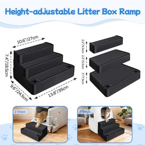 Extra Large 3 Steps Litter Box Ramp, Adjustable Cat Litter Box Step - Image 2