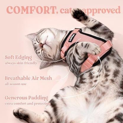 rabbitgoo Cat Harness and Leash Set, Escape Proof Vest, Light Salmon Pink - Image 4