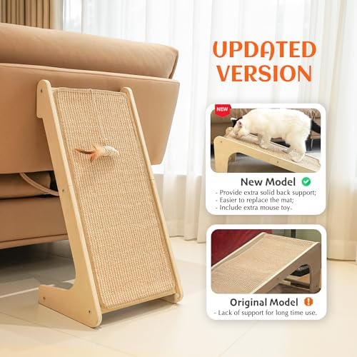 PETKARAY Cat Scratcher, Cat Sisal Scratching Ramp, L Shape Cat Scratch Pad - Image 2
