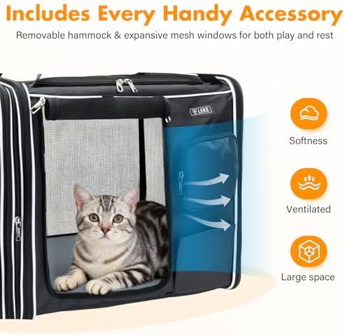 Lekereise Large Cat Carrier Soft Sided, Large cat Travel Carrier - Image 6