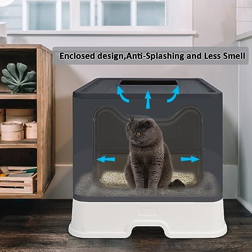 Foldable Cat Litter Box with Lid, Enclosed Potty, Large Top Entry - Image 7