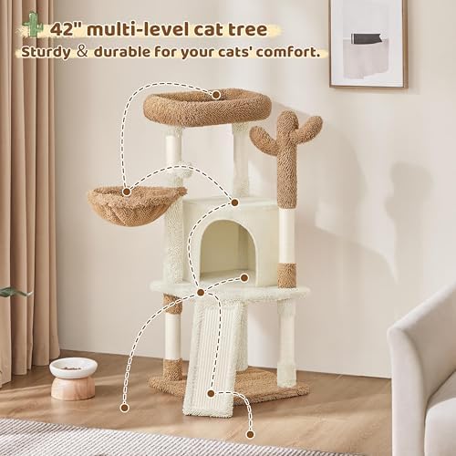 Yaheetech 42in Beige Cactus Cat Tree Tower - Image 6