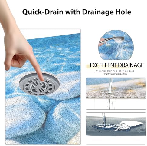 Square Shower Mat, Yonala 24 x 24 Inch Stylish Non Slip Shower Mats - Image 5