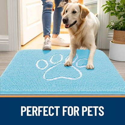 OLANLY Dog Door Mat for Muddy Paws 48x30, Paw Print Design Chenille Mud Mat - Image 6