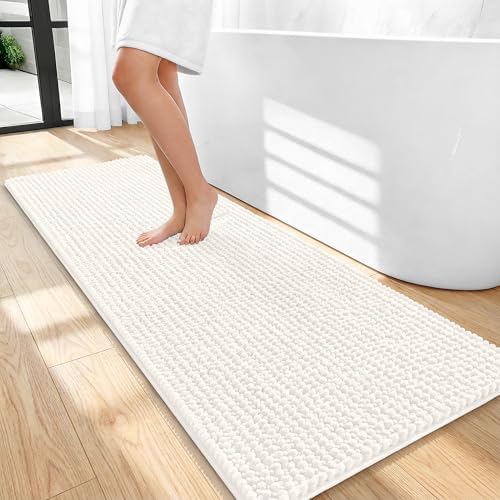 OLANLY Thick Chenille Bathroom Runner Rugs 47x20, Absorbent Bath Mat by OLANLY