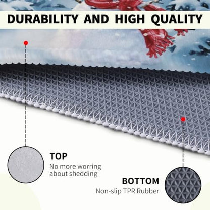 Giwawa Blue Snowman Bath Rug Winter Pine Tree Absorbent Front Door Mat 20x32 - Image 5