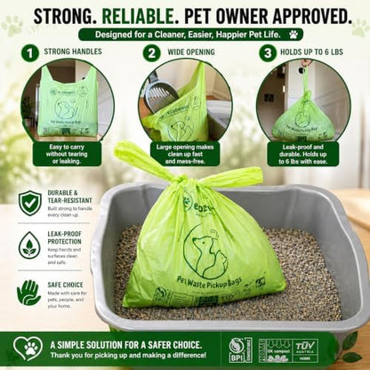Certified Compostable Pet Waste Disposal Bag Plant-Based Cat Litter Poop Waste - Image 3