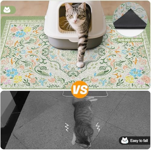 Glittme Cat Litter Mat with Non-Slip Bottom Litter Box Mat 40"X30" Litter - Image 5