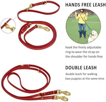 Multi Function 8ft Genuine Leather Hands Free Dog Training Leash - Image 3