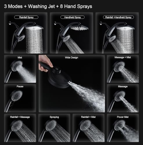 Rain Shower Head with Handheld Showerhead - Image 2