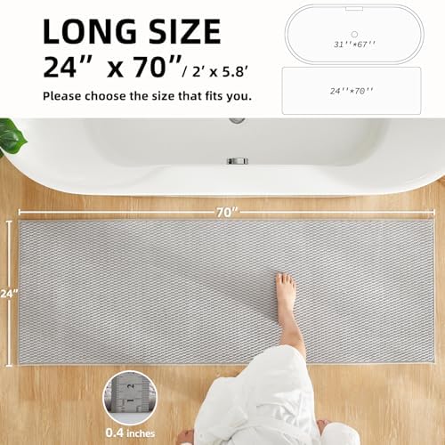 TYUU Bathroom Runner Rugs, Long Bath Mat Runner Washable Thin Quick Dry Low - Image 2