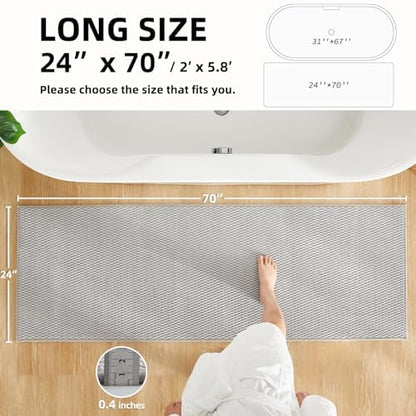 TYUU Bathroom Runner Rugs, Long Bath Mat Runner Washable Thin Quick Dry Low - Image 2