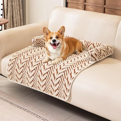 Calming Dog Bed Mats with Neck & Head Support, 35.43 x31.5 inch Khaki by Whiskopia