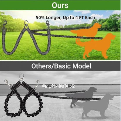 20 FT Dual Retractable Dog Leash+Poop Bags&Holder - Image 2