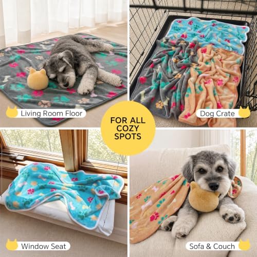 Luciphia 1 Pack 3 Blankets Fluffy Premium Fleece Pet Blanket Flannel Paw - Image 4