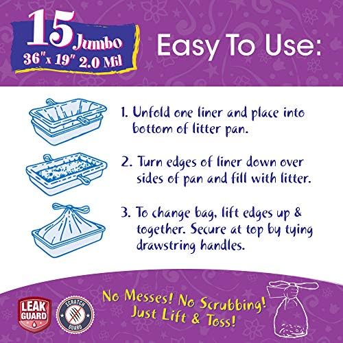 Fresh Kitty Litter Box Liners Super Thick, Easy Clean Up Jumbo Drawstring - Image 6