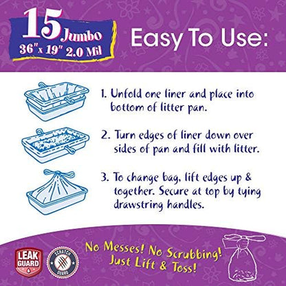 Fresh Kitty Litter Box Liners Super Thick, Easy Clean Up Jumbo Drawstring - Image 6