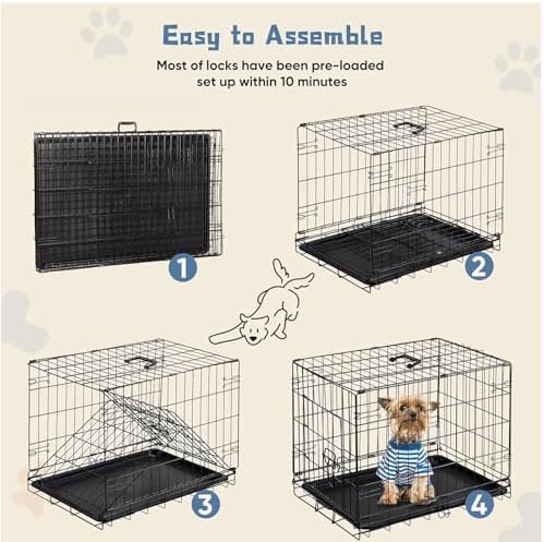 DUMOS Dog Crate, 30 Inch Small Medium Single Door Folding Dog Cage - Image 6