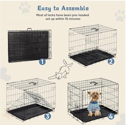 DUMOS Dog Crate, 30 Inch Small Medium Single Door Folding Dog Cage - Image 6