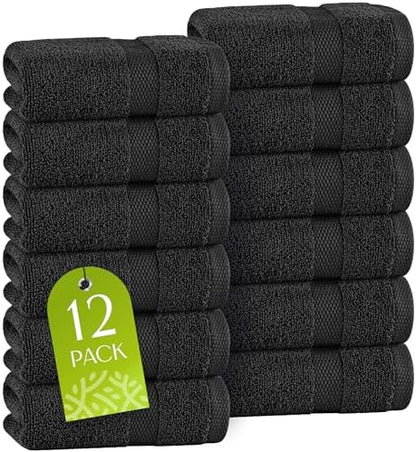 Wealuxe Black Washcloths 12x12 Inch by WhiteClassic