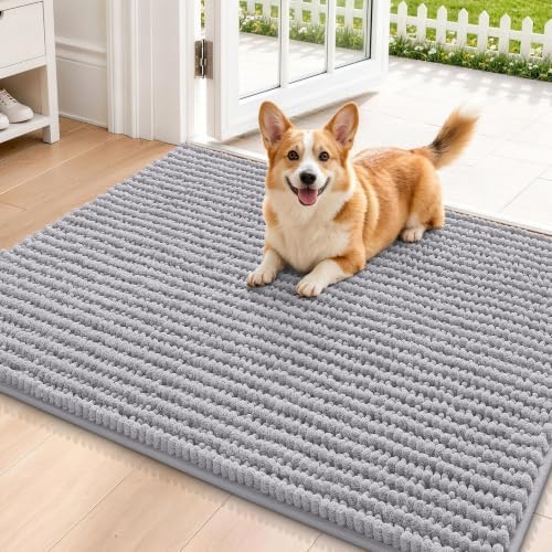 Smiry Dog Door Mat for Muddy Paws 36x24, Ultra Absorbent Chenille Doormat by Smiry