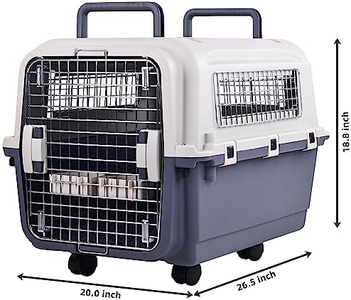 Elevon Plastic Kennels Pet Carrier Rolling Plastic Airline Approved Wire Door - Image 3