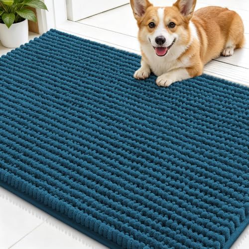 Smiry Dog Door Mat for Muddy Paws 30x20, Ultra Absorbent Chenille Doormat by Smiry