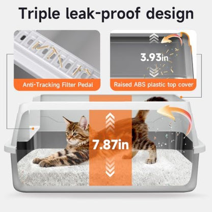Stainless Steel Cat Litter Box, Odor Free Easy Clean Metal Litter Box - Image 2