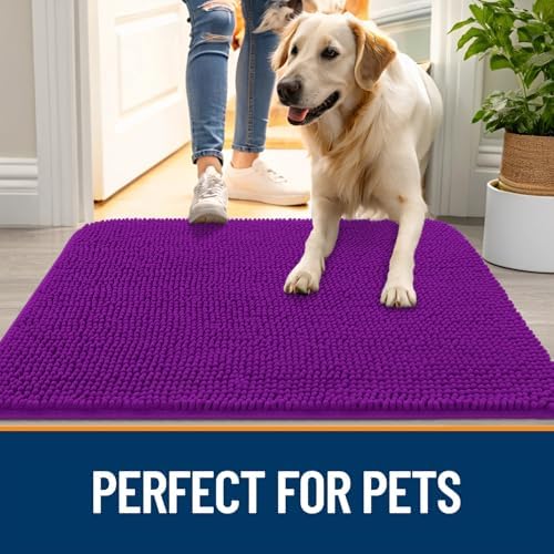 OLANLY Dog Door Mat for Muddy Paws 40x32, Super Absorbent Chenille Mud Mat - Image 6