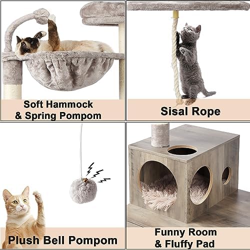 Timberer Cat Tree with Litter Box Enclosure, 2-in-1 Cat Tower - Image 7