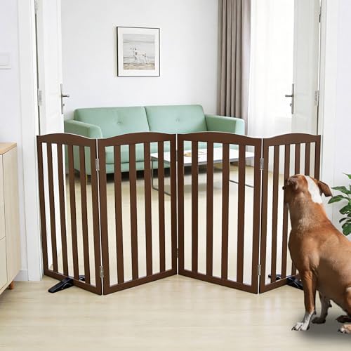 Freestanding Dog Gate Indoor, Doggie Gate Foldable Pet Gates by SFJC