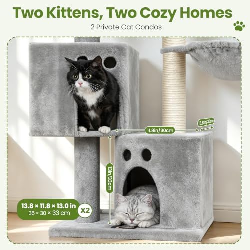 Small Cat Tree Tower for Indoor Cats, 40 in Multi-Level Cat Scratching Post - Image 3